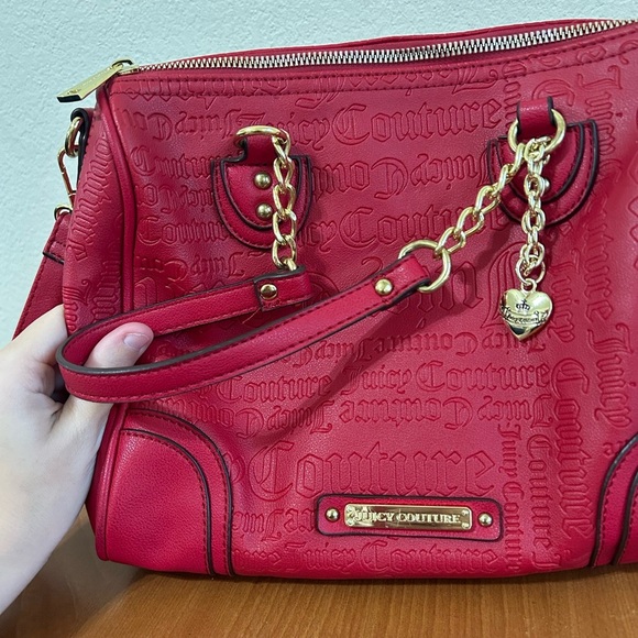 Juicy Couture Best Sellers Fame Satchel Bag Red Shoulder Handbag Travel Charm - Picture 6 of 11